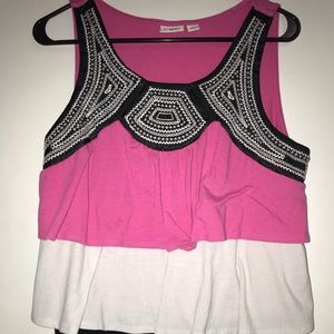Pink black and white womens tank top